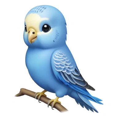 adorable-[budgie]-realistic-full-body-perched-emoji,-wings-tucked-neatly,-head-tilted-dramatically,-sleek-[blue]-feathers,-simplified-yet-realistic-focused-features,-highly-detailed,-glowing-with-an-almost-sarcastic-glow sticker