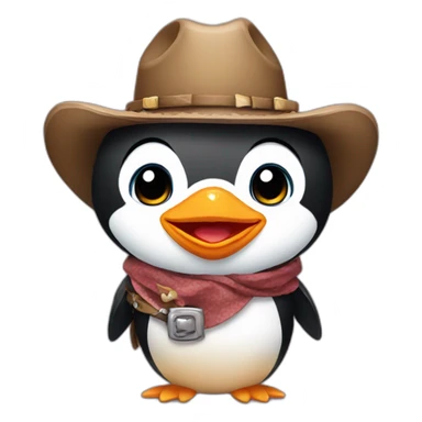 baby cowboy penguin sticker