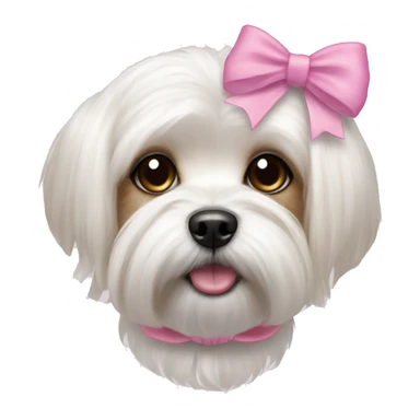 maltese shitzu dog with pink bow in head fur sticker