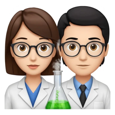 cientifica con cabello marrón y otra con cabello negro que sean blancas sticker