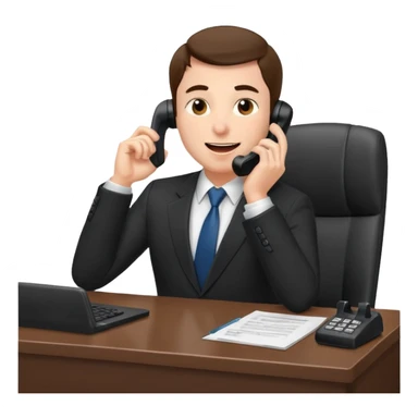 excited office boss on phone at his desk sticker
