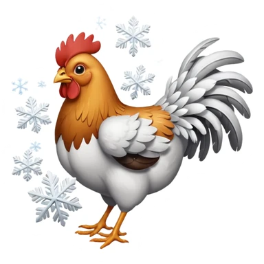 "Chicken flying in the wind during a snowstorm" sticker