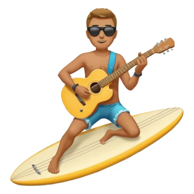 a man ride guitar as a surfboard sticker