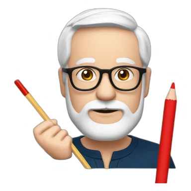 Frans Timmermans holding a red pencil sticker