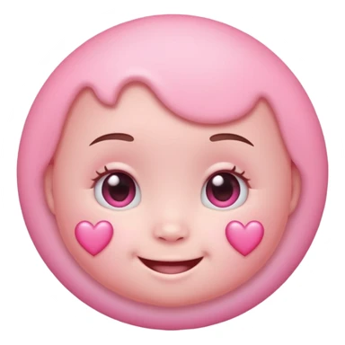 a baby pastel pink love face emoji with pink hearts in the eyes and a glowing baby pink gradient behind it  sticker