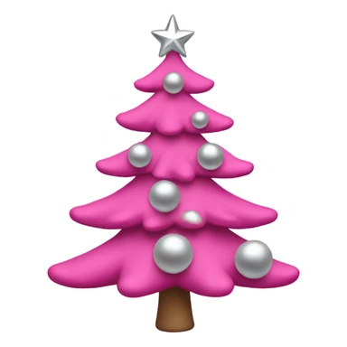 Pink christmas tree with silvery balls sticker