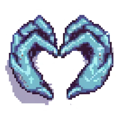 heart hands icon, hands forming a heart, retro pixelated look, simple and charming sticker