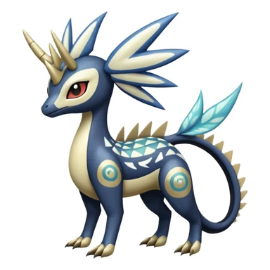 zig-zag-patterned tribal tropical hot spotted Meloetta-Dialga-Giratina-Noibat-Latios-Pokémon-Fakémon-fusion-hybrid-creature sticker