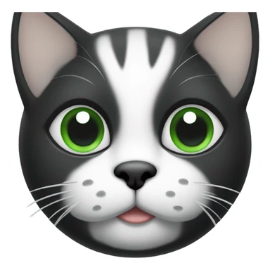 Gatito negro y blanco con ojos verdes sticker