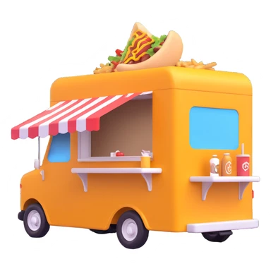 generate me a 3D shaorma food truck red sticker