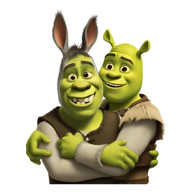 Shrek and donkey hugging sticker