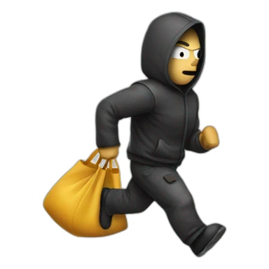 Robber running with bag over shoulder sticker