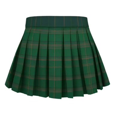 Green tartan pleated mini skirt, isolated sticker