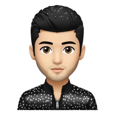 Zayn Malik from One Direction with light skin, black hair, black sequin outfit sticker