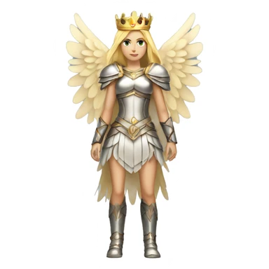 Blond Valkyrie full body with crown with wings sticker