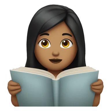 Chubby girl black hair reading sticker