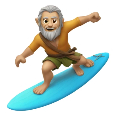 Hobbit man riding a surfboard sticker