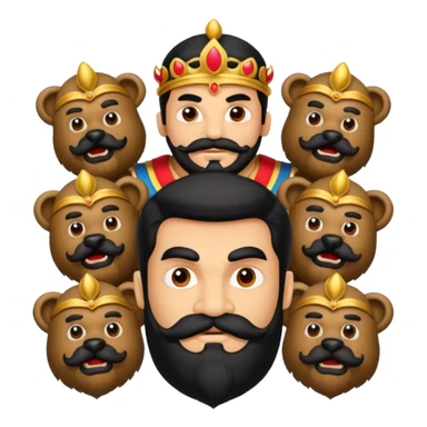 Ravana sura with bear and mustach young beautiful and terror with ten heads sticker