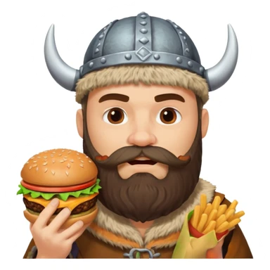 viking eating burger sticker