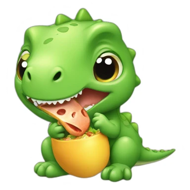 Baby dinosaur eating lunch sticker