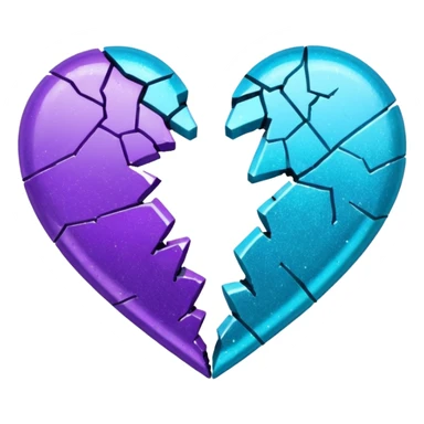 glitter cian and purple broken heart sticker