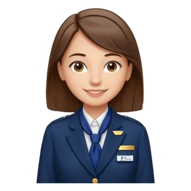 Reception Young girl, straight hair, wearing uniform jacket with hotel name badge, tasteful scarf, stand behind the desk

 sticker