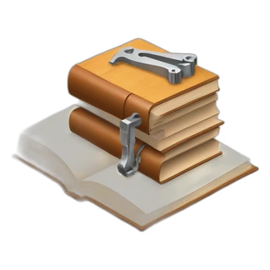isometric thick BOOK with picture of wood, meta, welder, tools sticker