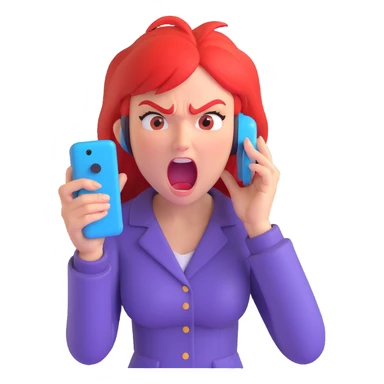 angry girl screaming at a phone, expressive, dynamic pose, clear emotion sticker