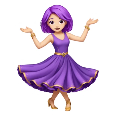 purple haired light skinned woman dancing sticker