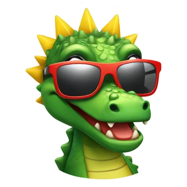 An alligator with a red mohawk and star shaped yellow sunglasses  sticker
