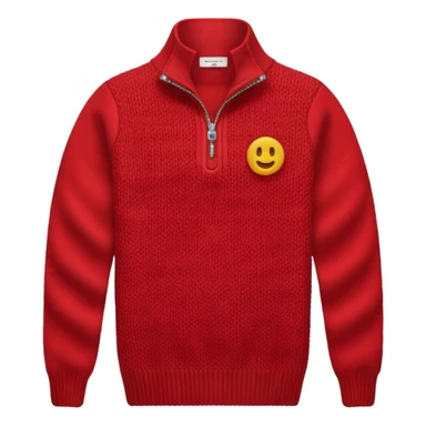 red knitted quarter zip with the knitting visible no emojis sticker