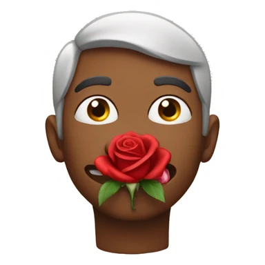 hold a rose on mouth  sticker
