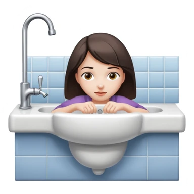 Girl bent over bathroom sink sticker