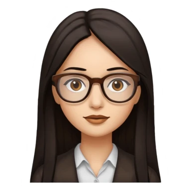 Cabelo preto liso olhos castanho cor da pele parda óculos mulher cabelos compridos sticker