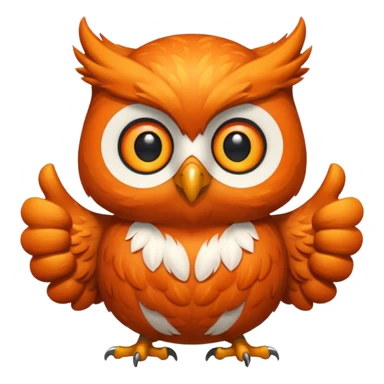 make an orange owl with the thumbs up sticker