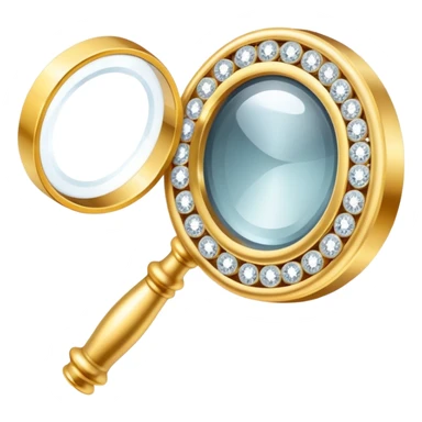 Create a bright, intricate, and elegant emoji that represents jewelry making and craftsmanship. The design should feature a combination of elements like a diamond, a delicate ring, and a jeweler's tool (e.g., a magnifying loupe or small hammer). Use a sparkling effect to emphasize luxury, with gold and silver tones. The emoji should be visually striking and convey creativity, precision, and beauty. Make the background transparent. sticker
