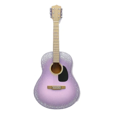 Realistic pastel purple acoustic guitar with sparkly shiny diamonds on it. sticker