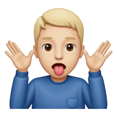 ￼ Tongue sticking out with hands outwards to the side  sticker