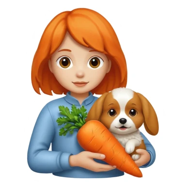 Carrot person holding dog sticker