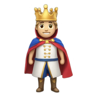 a french baguette hero wearing a french flag cape and a crown sticker