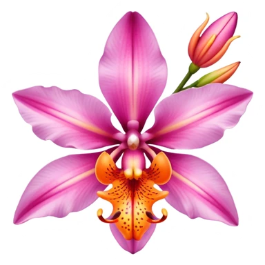 pink and orange orchid and oriental lily flower sticker