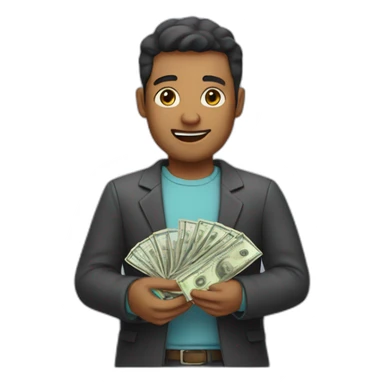 a man with cash in his hands  sticker
