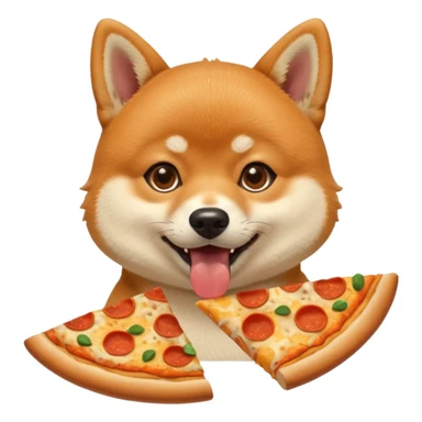 cute shiba inu eating pizza sticker