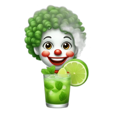 baby clown with curly hair drinking mojito sticker