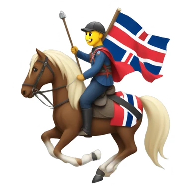 Man carrying Norwegian flag on horseback sticker