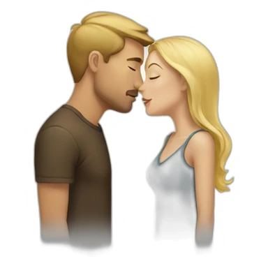 Blond woman and a brunette man kiss sticker