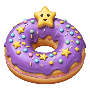 Donut with light purple frosting and pastel star shaped sprinkles sticker