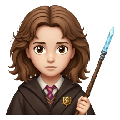 Hermione Granger with bushy brown hair and wand sticker