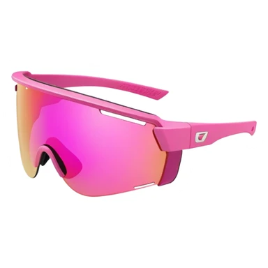 sporty pink shield visor sunglasses with extra thick frame and side protection, wraparound design, massive build, one-piece lens sticker