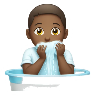 child washing face sticker